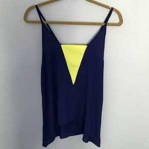 Navy and yellow sheer tank top